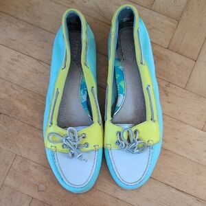 Aqua Colorblock Sperry Boat Shoes Size 9
